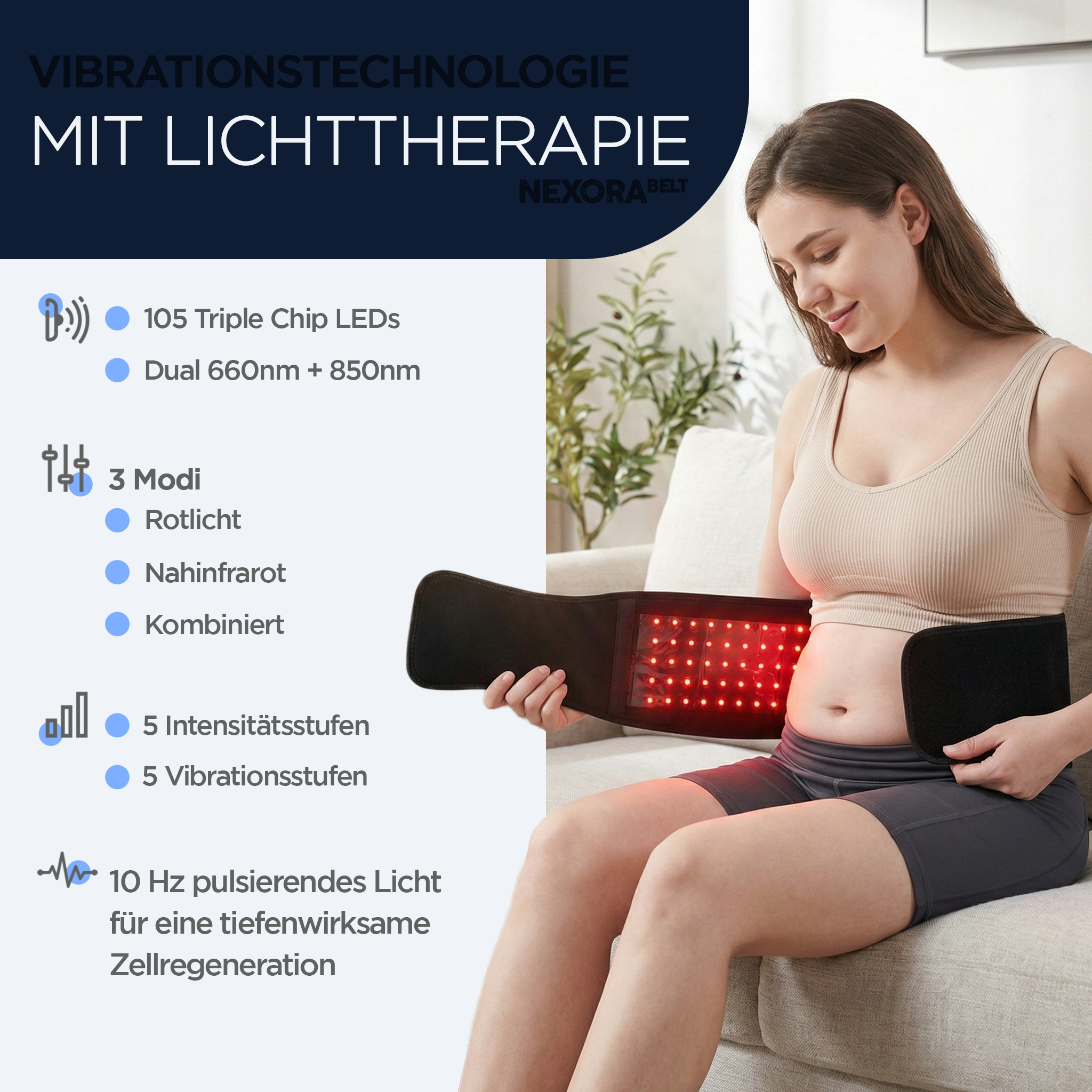 Nexora Belt™ Rotlicht-Therapie für Dehnungsstreifen